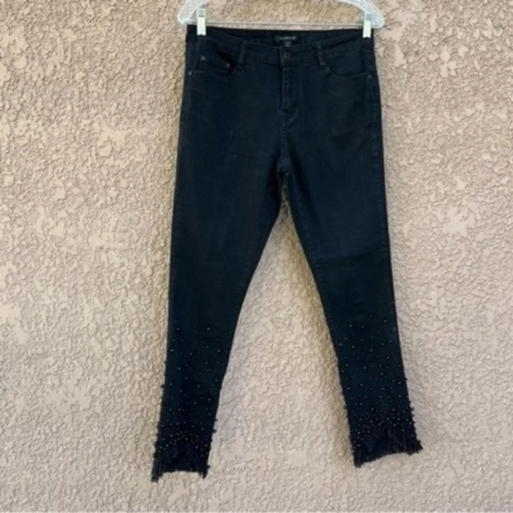 Juliette Frayed Hem Beaded Jeans Size 8